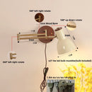 Helnys Modern Wood Swing Arm Wall Lamp with Pull Chain Switch