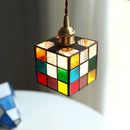 Helnys Glass LED Pendant Lights - Square Multi-Color Modern Suspension Lamp