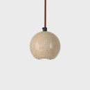 Helnys Yellow Travertine Globe LED Pendant Light for Bedroom Living Room