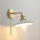 Helnys Ceramic LED Wall Lamp with Pull Chain for Bedroom Bathroom Mirror