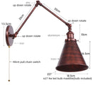 Helnys Retro LED Swing Arm Wall Sconce Black Industrial Vintage Loft Lamp