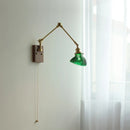 Helnys Brass LED Wall Light with Swing Arms & Pull Chain Switch