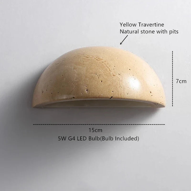 Helnys Moon LED Wall Lights Travertine Wall Lamp Japan Style