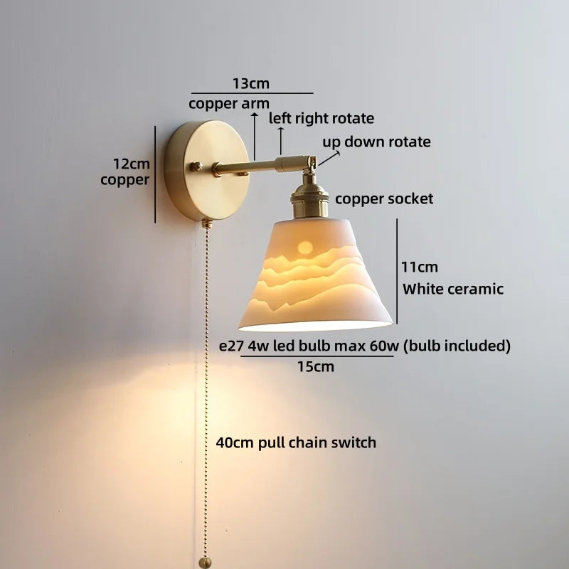 Helnys Ceramic LED Wall Light for Indoor Decor, Stair Lighting, Living Room, Balcony