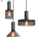 Helnys Industrial Pendant Light Cement Metal Lampshade Nordic Hanging Lamp LED