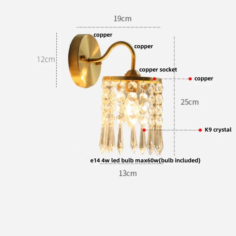 Helnys Green Class Ball LED Wall Light Fixture - Copper Socket Pull Chain Switch