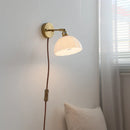 Helnys Copper LED Wall Lamp with Pull Chain Switch & Rotatable Glass Mirror Light
