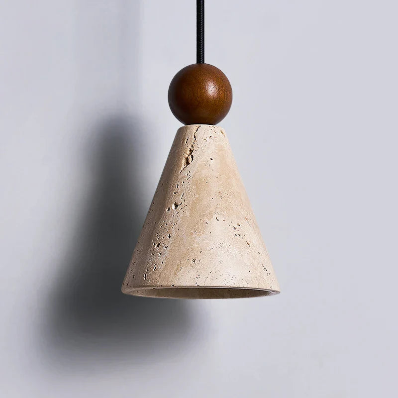 Helnys Adjustable LED Pendant Lights Yellow Travertine Hang Lamp Nordic Modern Wood