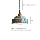 Helnys Dark Green Ceramic Pendant Light Fixture Retro Hanging Lamp Home Decoration Lighting