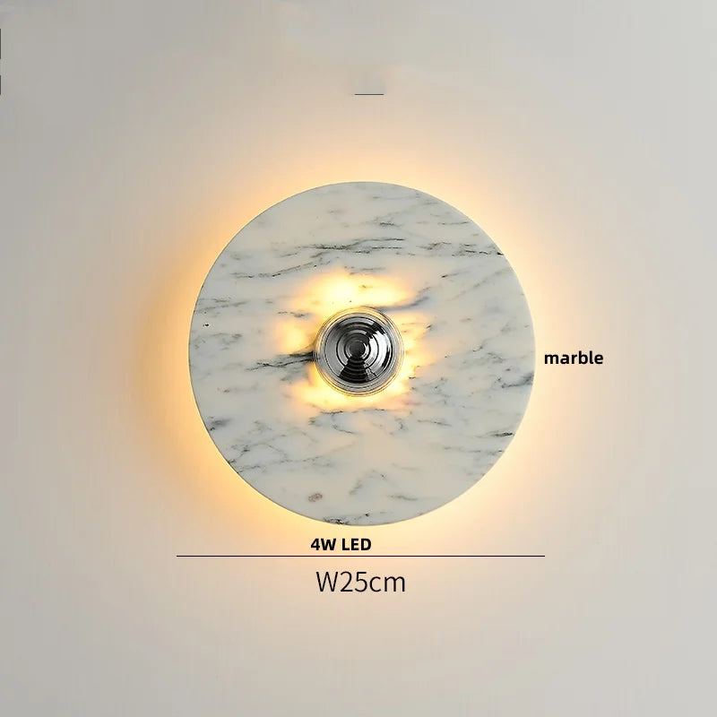 Helnys Marble LED Wall Sconce Round Modern Indoor Decor Light