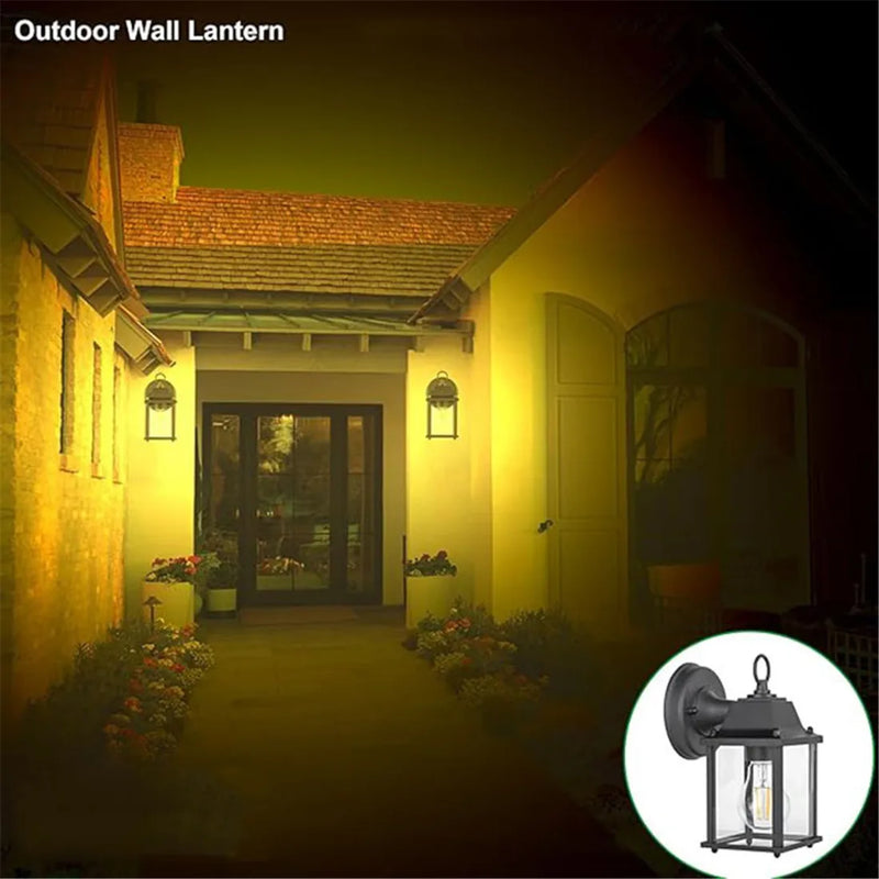 Helnys Outdoor Black Wall Lantern, Waterproof Sconce Light Fixture