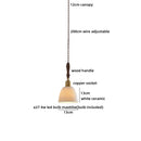 Helnys Ceramic Wood LED Pendant Lights for Restaurant Bedroom Chandelier