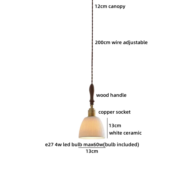 Helnys Glass Shade LED Pendant Light - Japanese Style Luminaire Suspendu