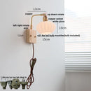 Helnys Ash Wood LED Wall Light with Pull Chain Switch & Rotatable White Glass