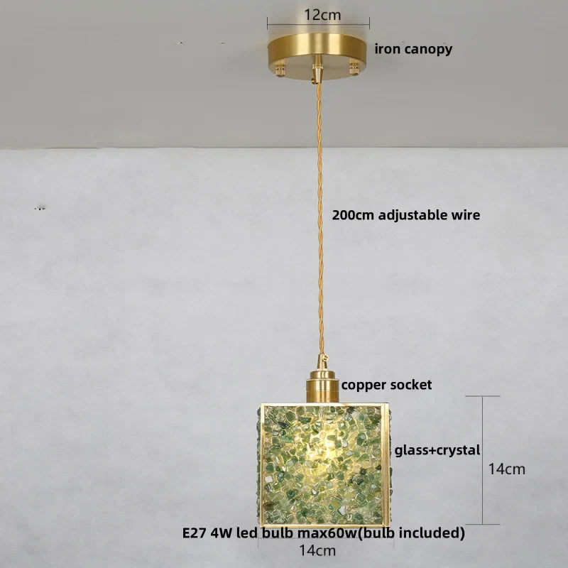 Helnys Crystal Glass LED Pendant Light Fixture American Style Luxury Hang Lamp