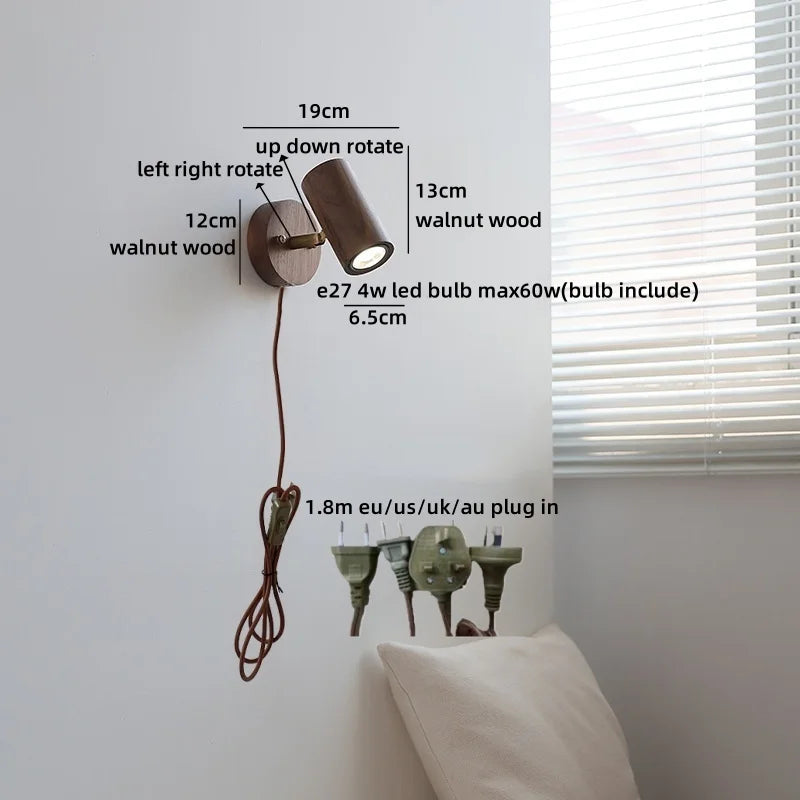 Helnys Pull Chain Switch LED Wall Lamp Sconce for Bedroom and Bathroom