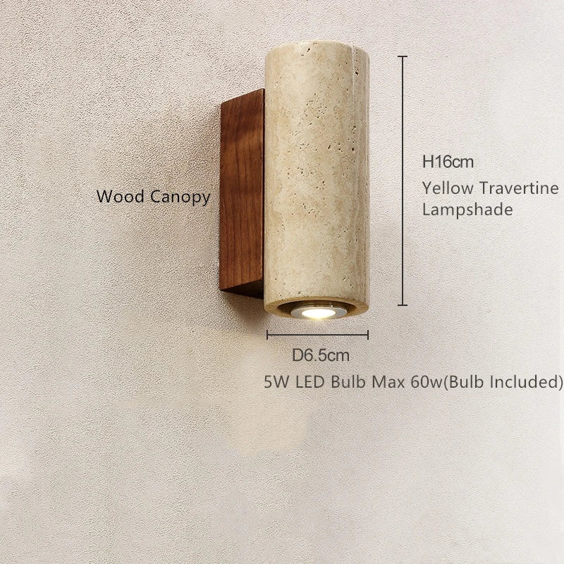 Helnys LED Wall Light Yellow Travertine Stone Living Room Decor Stair Lamp
