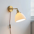 Helnys Nordic Ceramic LED Wall Sconce with Switch for Bedroom Living Room