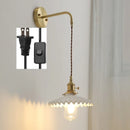 Helnys Ceramic LED Wall Lamp with Pull Chain for Bedroom Bathroom Mirror