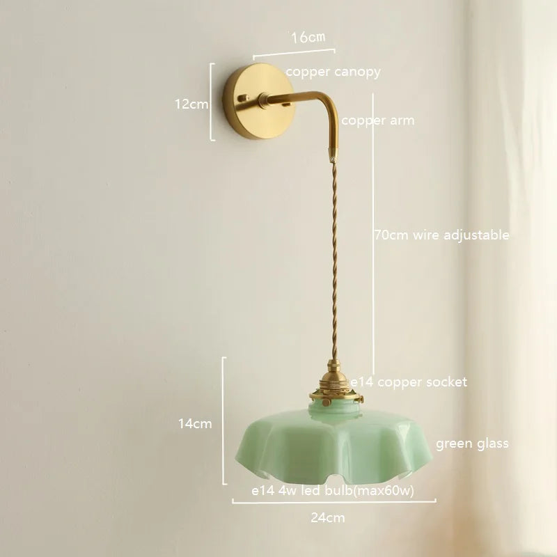 Helnys Pink Glass LED Wall Sconce | Nordic Modern Bedroom Living Room Lamp
