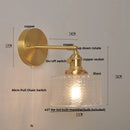 Helnys Nordic LED Wall Light Glass Up Down Rotate Copper Bedside Lamp