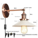 Helnys Retro White Glass LED Wall Light Sconce Vintage Bedroom Lamp Industrial Wall Lights Fixtures