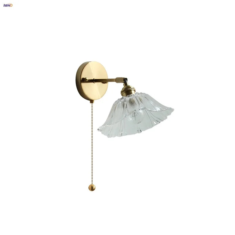 Helnys Clear Glass Pull Chain Wall Light - Modern Balcony Sconce