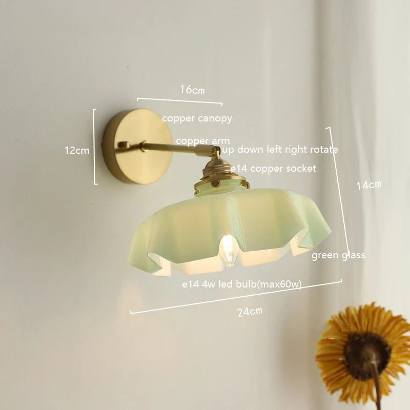 Helnys Pink Glass LED Wall Sconce | Nordic Modern Bedroom Living Room Lamp