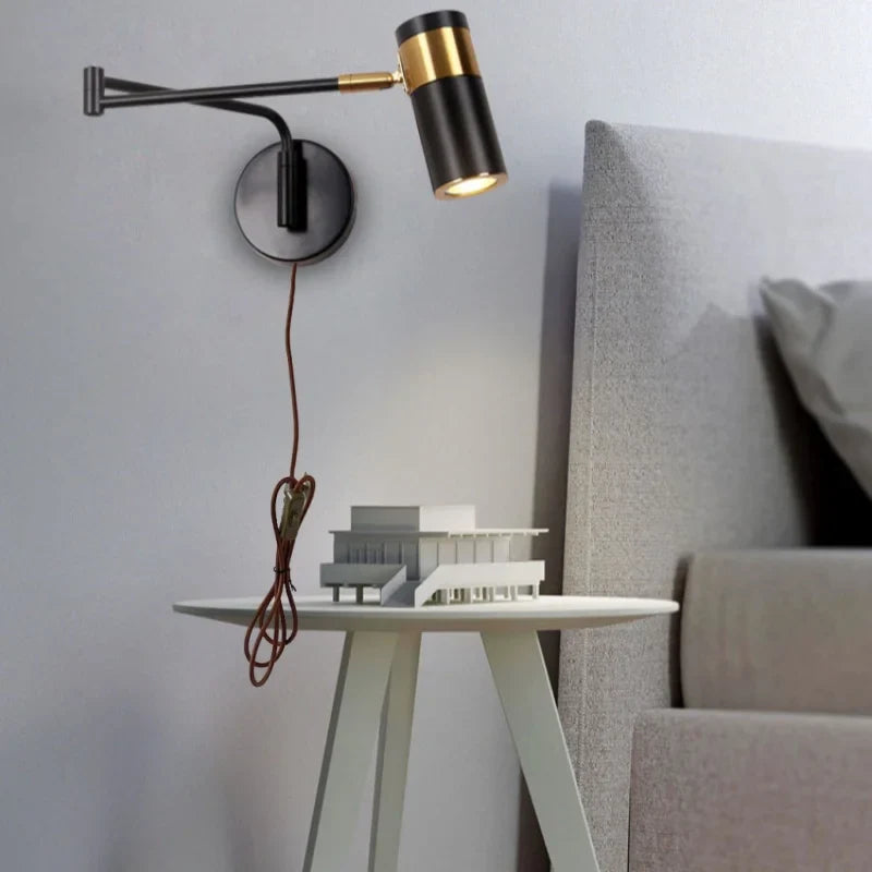 Helnys Rotatable LED Wall Sconce Swing Arm Stair Light Fixture for Home Décor
