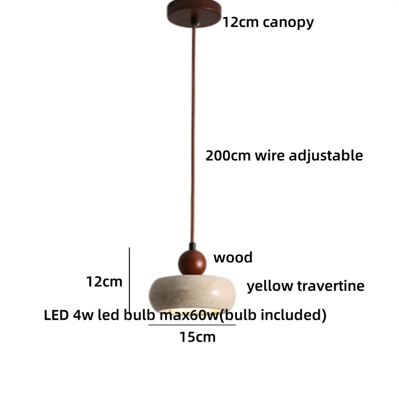 Helnys Yellow Travertine LED Pendant Light - Nordic Modern Hanging Lamp