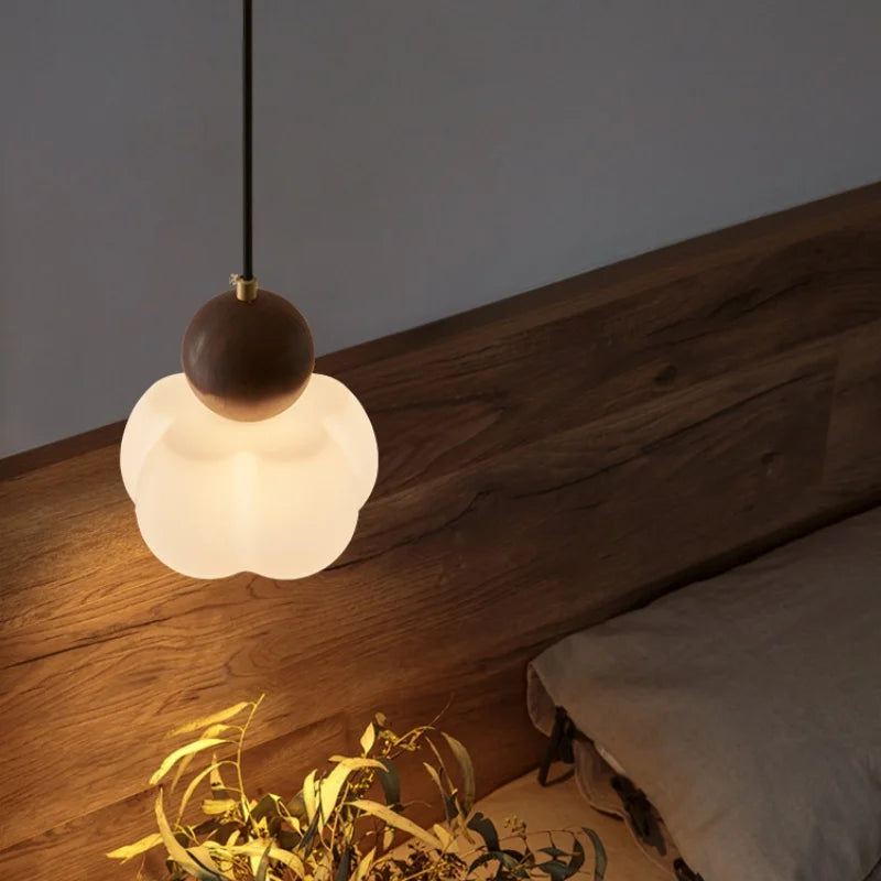 Helnys Nordic LED Pendant Lamp White Wood Chandelier - Modern Hanging Light