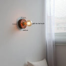 Helnys Vintage LED Wall Lamp with Pull Chain Switch, Walnut Ash Wood & Copper.