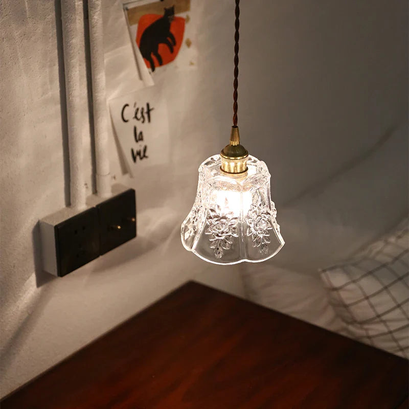 Helnys Brass LED Pendant Light with Clear Glass Shade