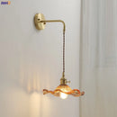 Helnys Amber Glass LED Wall Sconce for Living Room, Bedroom, Bar - Copper Wall Lamp
