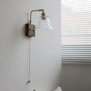 Helnys Nordic Walnut Glass LED Wall Light with Rotatable Brass Finish