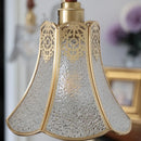 Helnys Tiffany Style LED Walnut Wood Copper Glass Pendant Light for Dining Room