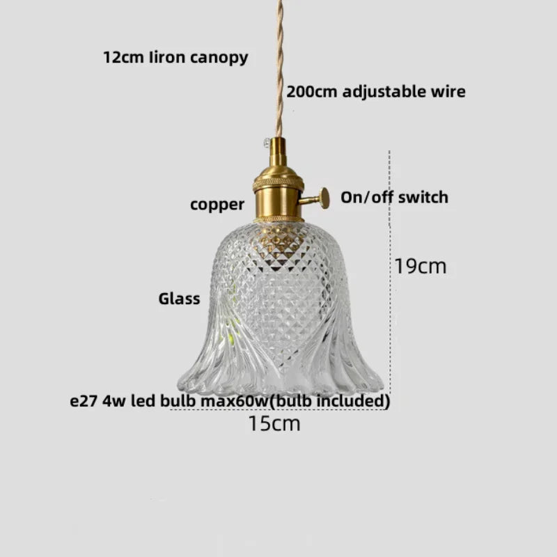 Helnys Bubble Glass Ball LED Pendant Lamp with Copper Knob Switch
