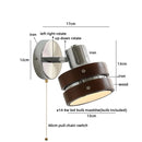 Helnys Black Round Wood LED Wall Lamp With Switch - Bedroom Living Room Home Design