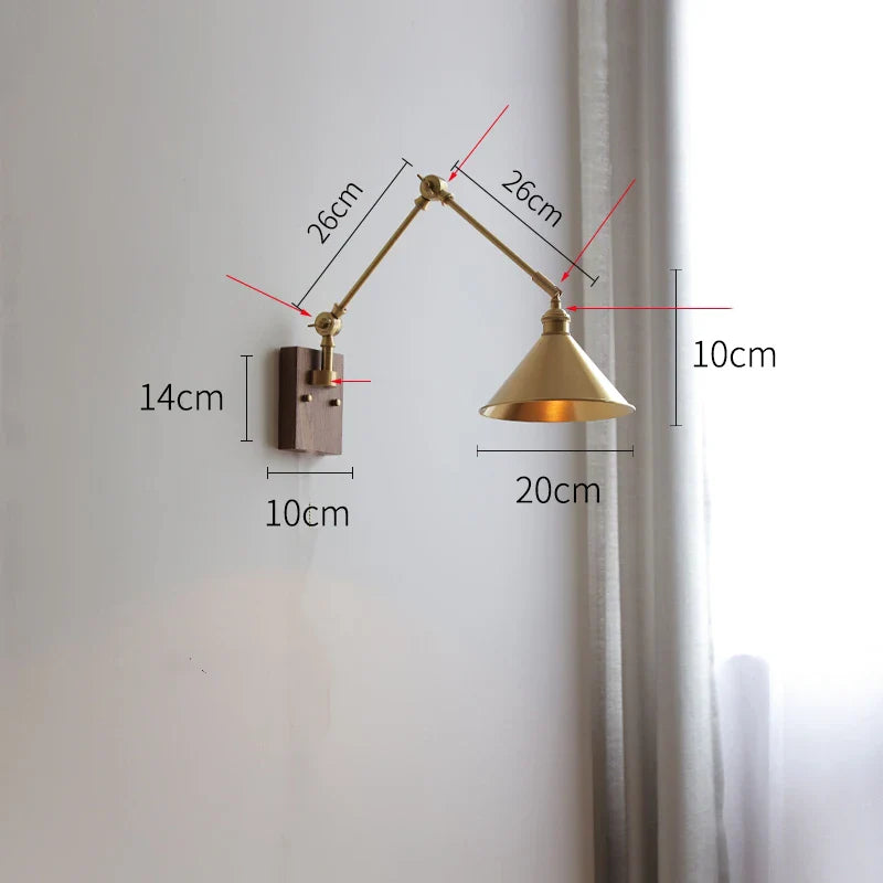 Helnys Copper LED Wall Light with Pull Chain Switch, Nordic Modern Design