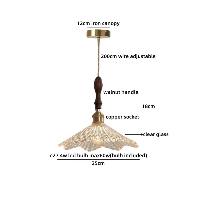Helnys Clear Glass LED Pendant Light - Minimalist Circular Coffee Loft Hanging Lamp