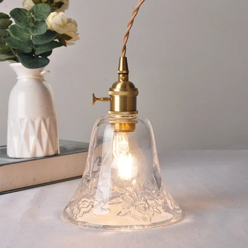 Helnys Nordic Modern LED Pendant Brass Glass Adjustable Hanging Light