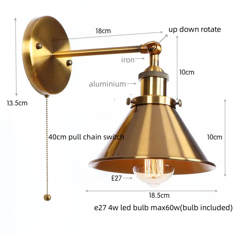 Helnys Industrial LED Wall Lamps for Bathroom Mirror Stair Light Dinning Room Home Decor