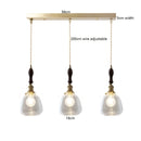 Helnys Wood LED Pendant Lamp Nordic Copper Glass Hanging Light