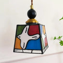 Helnys Peace Dove Glass Pendant Light Fixture Wood Copper LED Hanging Lamp