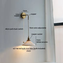 Helnys Ceramic Vintage LED Wall Light Bathroom Round Design Pull Chain Bedside Lamp