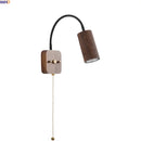 Helnys Walnut Wood LED Wall Lamps 30cm Black Hose Modern Nordic Bathroom Lights