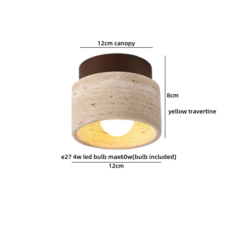 Helnys Yellow Travertine LED Ceiling Light for Home Decor, Indoor Kitchen Lamp