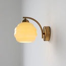 Helnys Nordic LED Wall Sconce with Switch, White Beige Glass, E27 Bulb, Bathroom Lights