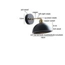 Helnys Black Round Wood LED Wall Lamp With Switch - Bedroom Living Room Home Design