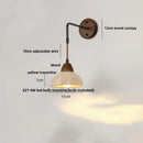 Helnys Wood Canopy LED Wall Sconce Yellow Stone Coffee Study Modern Mirror Light